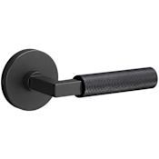 Sure-Loc Levanto Passage Door Lever Set with Knurled Grip and Round Rose Flat Black / Flat Black