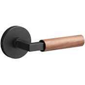 Sure-Loc Levanto Passage Door Lever Set with Walnut Grip and Round Rose Flat Black / Walnut