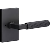 Sure-Loc Levanto Privacy Door Lever Set with Straight Knurled Grip and Rectangle Rose Flat Black