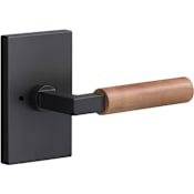 Sure-Loc Levanto Privacy Door Lever Set with Walnut Grip and Rectangle Rose Flat Black / Walnut