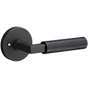 Sure-Loc Levanto Privacy Door Lever Set with Knurled Grip and Round Rose Flat Black / Flat Black