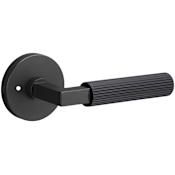 Sure-Loc Levanto Privacy Door Lever Set with Straight Knurled Grip and Round Rose Flat Black / Flat Black