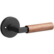 Sure-Loc Levanto Privacy Door Lever Set with Walnut Grip and Round Rose Flat Black / Walnut