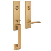 Sure-Loc Turin One Piece Single Cylinder Keyed Entry Handleset with Interior Lever Satin Brass
