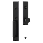 Sure-Loc Vail Full Plate Single Cylinder Keyed Entry Handleset with Interior Knob Flat Black