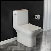 Swiss Madison Carre 1.27 GPF One Piece Elongated Toilet with Right Hand Lever - Seat Included Glossy White