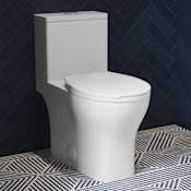Swiss Madison Sublime III 0.95 / 1.26 GPF One Piece Round Toilet with Push Button Flush - Seat Included Glossy White