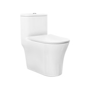 Swiss Madison Cascade 1.6 GPF Dual Flush One Piece Round Toilet with Push Button Flush - Seat Included White