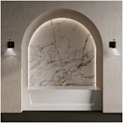 Swiss Madison Virage 60" Three Wall Alcove Fiberglass Soaking Tub with Left Drain and Overflow Glossy White