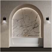 Swiss Madison Virage 60" Three Wall Alcove Fiberglass Soaking Tub with Right Drain and Overflow Glossy White