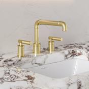 Swiss Madison Avallon 1.2 GPM Widespread Sleek Handle Bathroom Faucet Brushed Gold