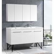 Swiss Madison Annecy 60" Free Standing Double Basin Vanity Set with MDF Cabinet and Ceramic Vanity Top Glossy White