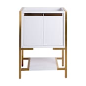 Swiss Madison Marseille 22" Single Free Standing Vanity Cabinet Only - Less Vanity Top White / Brushed Gold Accent
