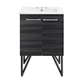 Swiss Madison Annecy 24" Free Standing Single Basin Vanity Set with Cabinet and Ceramic Vanity Top Black Walnut / White