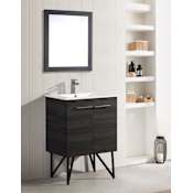 Swiss Madison Annecy 24" Free Standing Single Basin Vanity Set with MDF Cabinet and Ceramic Vanity Top Black Walnut