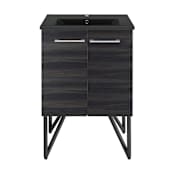 Swiss Madison Annecy 24" Free Standing Single Basin Vanity Set with Cabinet and Ceramic Vanity Top Black Walnut / Matte Black