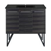 Swiss Madison Annecy 36" Free Standing Single Basin Vanity Set with Cabinet and Ceramic Vanity Top Black Walnut / Matte Black