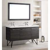 Swiss Madison Annecy 60" Free Standing Double Basin Vanity Set with MDF Cabinet and Cultured Marble Vanity Top Black Walnut