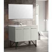 Swiss Madison Annecy 48" Free Standing Single Basin Vanity Set with MDF Cabinet and Ceramic Vanity Top Brushed Aluminum