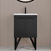 Swiss Madison Annecy 24" Free Standing Single Basin Vanity Set with Cabinet and Ceramic Vanity Top Phantom Black