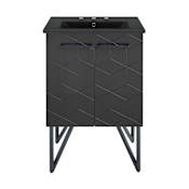 Swiss Madison Annecy 24" Free Standing Single Basin Vanity Set with Cabinet and Ceramic Vanity Top Phantom Black / Matte Black