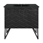 Swiss Madison Annecy 36" Free Standing Single Basin Vanity Set with Cabinet and Ceramic Vanity Top Phantom Black / Matte Black