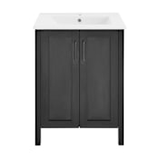 Swiss Madison Avallon 24" Free Standing Single Basin Vanity Set with Cabinet and Ceramic Vanity Top Matte Black