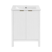 Swiss Madison Bastille 24" Free Standing Single Basin Vanity Set with Cabinet and Ceramic Vanity Top White