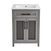 Swiss Madison Calice 24" Free Standing Single Basin Vanity Set with Cabinet and Ceramic Vanity Top Carbon Grey