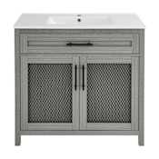 Swiss Madison Calice 36" Free Standing Single Basin Vanity Set with Cabinet and Ceramic Vanity Top Carbon Grey