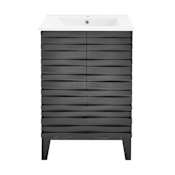 Swiss Madison Cascade 24" Free Standing Single Basin Vanity Set with Cabinet and Ceramic Vanity Top Black