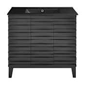 Swiss Madison Cascade 36" Free Standing Single Basin Vanity Set with Cabinet and Ceramic Vanity Top Black Oak / Matte Black