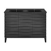 Swiss Madison Cascade 48" Free Standing Double Basin Vanity Set with Cabinet and Ceramic Vanity Top Black Oak / Matte Black