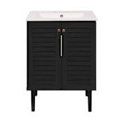 Swiss Madison Bron 24" Free Standing Single Basin Vanity Set with Cabinet and Ceramic Vanity Top Black Oak