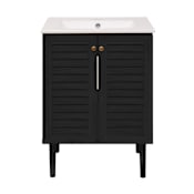 Swiss Madison Bron 24" Free Standing Single Basin Vanity Set with Cabinet and Ceramic Vanity Top Black Oak