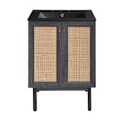Swiss Madison Classe 24" Free Standing Single Basin Vanity Set with Cabinet and Ceramic Vanity Top Black Oak / Matte Black