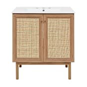 Swiss Madison Classe 30" Free Standing Single Basin Vanity Set with Cabinet and Ceramic Vanity Top Golden Oak / White