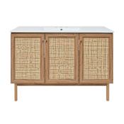 Swiss Madison Classe 48" Free Standing Single Basin Vanity Set with Cabinet and Ceramic Vanity Top Golden Oak / White