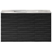 Swiss Madison Cascade 24" Wall Mounted Single Basin Vanity Set with Cabinet, Ceramic Vanity Top and Single Faucet Hole Black Oak / Glossy White