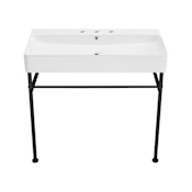 Swiss Madison Carre 35-5/8" Rectangular Ceramic Console Bathroom Sink with Overflow and 3 Faucet Holes At 4" Centers Glossy White / Black