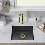 Swiss Madison Tourner 20-7/16" Undermount Single Basin Stainless Steel Kitchen Sink with Center Drain Black