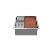 Swiss Madison Rivage 22" Undermount Single Basin Stainless Steel Kitchen Sink with Basket Strainer, Colander, and Drain Board Stainless Steel