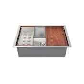 Swiss Madison Rivage 32" Undermount Single Basin Stainless Steel Kitchen Sink with Basket Strainer, Colander, and Drain Board Stainless Steel