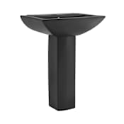 Swiss Madison Sublime 24-3/8" Rectangular Ceramic Pedestal Bathroom Sink with Overflow and Single Faucet Hole Matte Black