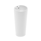 Swiss Madison Monaco 15-3/4" Circular Ceramic Pedestal Bathroom Sink with Overflow and Single Faucet Hole Glossy White