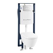 Swiss Madison Hugo 1.6 GPF Dual Flush Wall Mounted One Piece Elongated Toilet with Push Button Flush - Seat Included White