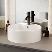 Swiss Madison Monaco 18-1/8" Circular Ceramic Vessel Bathroom Sink with Overflow Glossy White