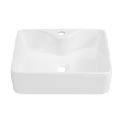 Swiss Madison Rennes 18-11/16" Rectangular Ceramic Vessel Bathroom Sink with Single Faucet Hole and Center Drain White