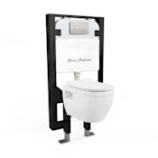 Swiss Madison Ivy 0.8 / 1.28 GPF Wall Mounted Two Piece Elongated Toilet with Actuator Plate Flush - Seat Included Glossy White