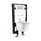 Swiss Madison Calice 0.8 / 1.28 GPF Wall Mounted One Piece Round Toilet with Actuator Plate Flush - Seat Included Glossy White